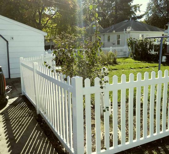 48 White Vinyl Picket Fence Dog Eared Top