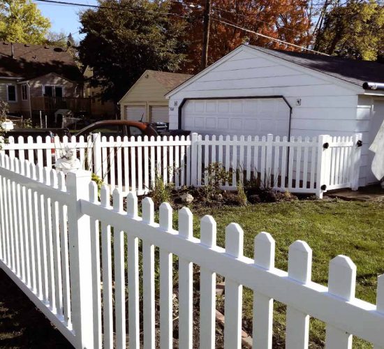 White Vinyl Picket Fence Dog Eared Mn